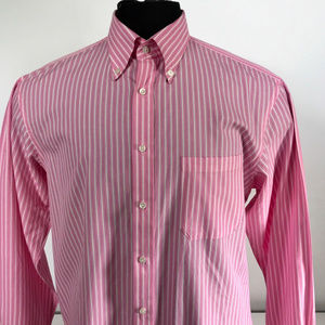 Thomas Pink Striped Shirt - Button Down Collar -